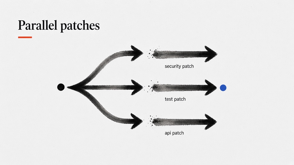 Coding agents applying separate review fixes in temporary git worktrees