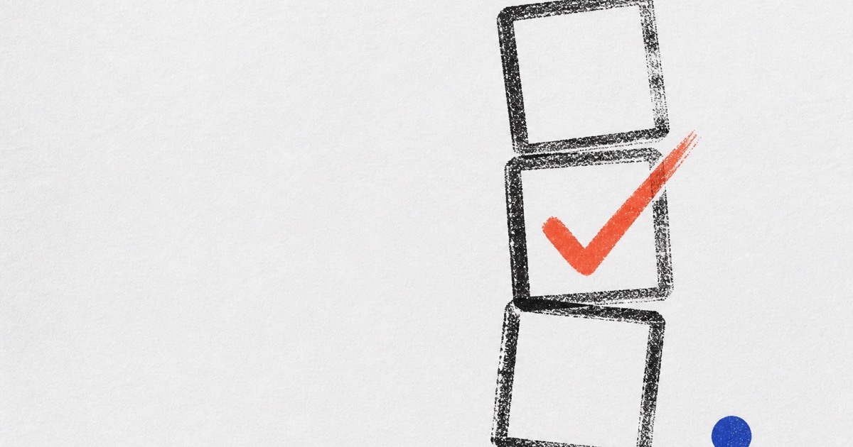 Pull request review checklist — ink-stamp checkboxes
